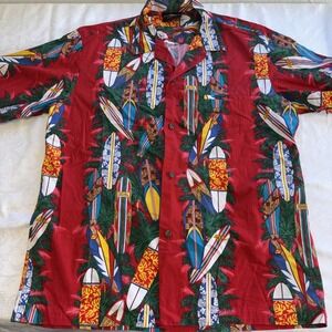 Vintage Royal Creations Aloha Shirt Sz L Dad Beach Made In Hawaii Surf Board 80s